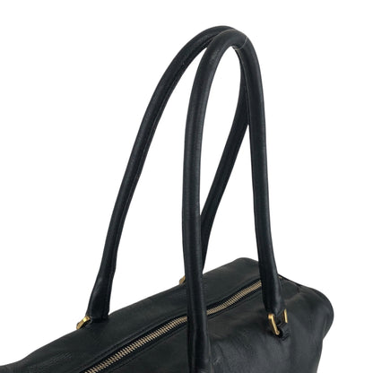 PRADA Logo Embossed Handbag Black Vintage fu6tga