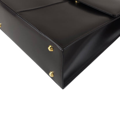 Yves Saint Laurent YSL Logo Top Handle Handbag Brown Vintage 3bhgkg