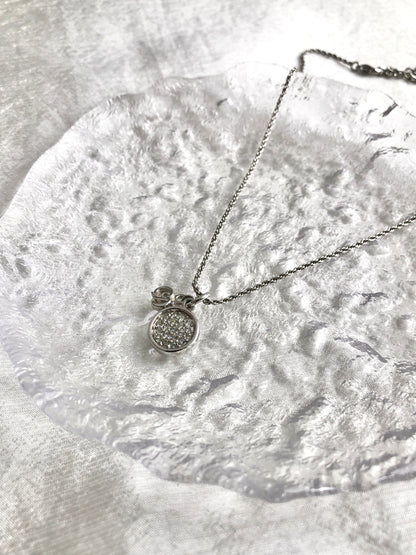 Christian Dior CD Logo Stone Necklace Silver Vintage f585fn
