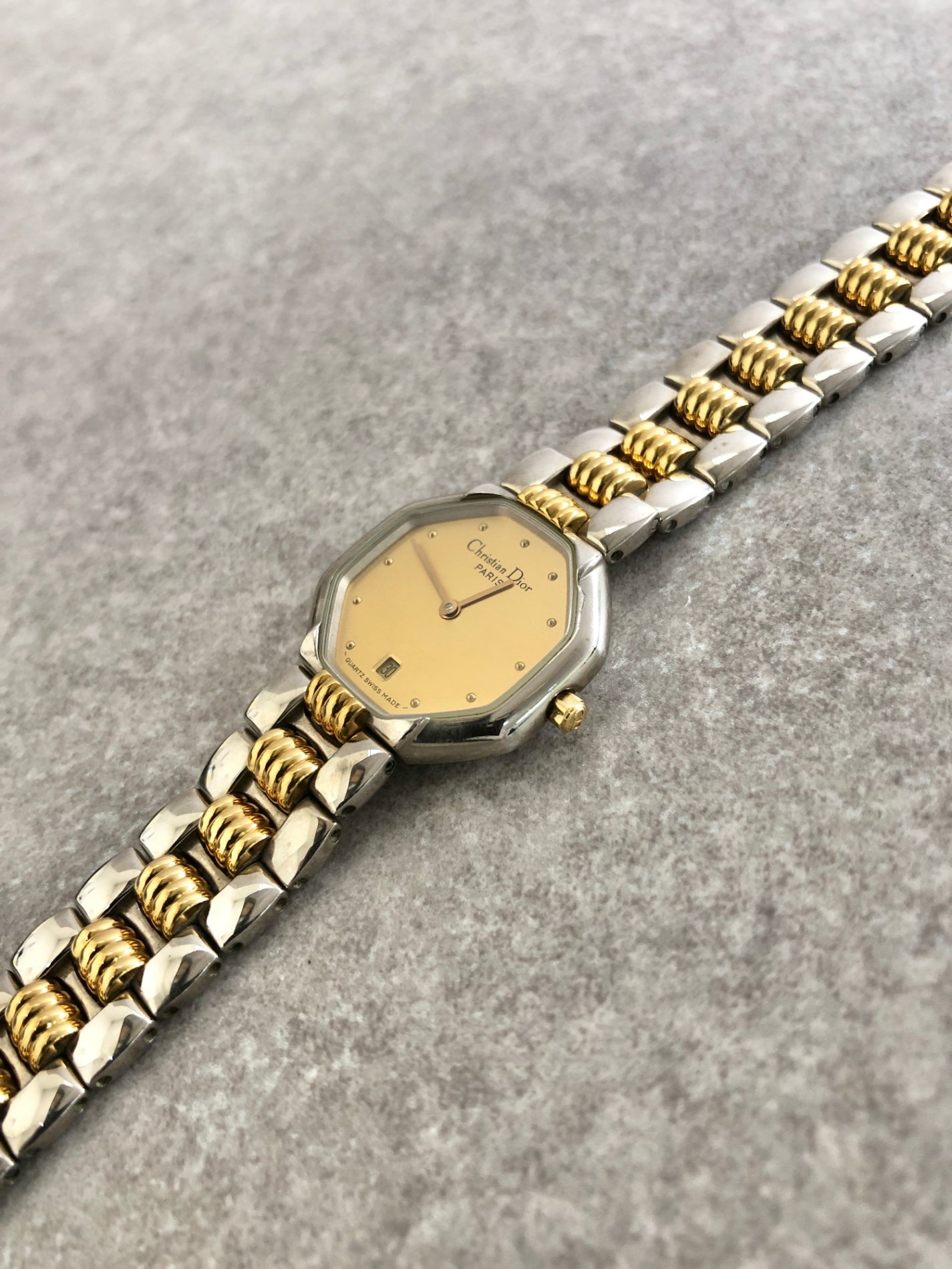 Christian Dior Octagon Watch Gold Vintage dyf2ss