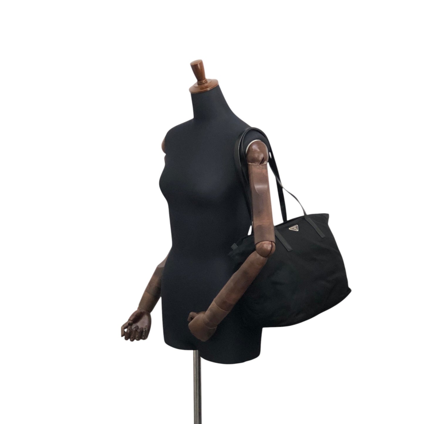 PRADA Tessuto Triangle Logo Totebag Black Vintage 28m35x