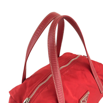 PRADA Triangle Logo Small Boston bag Handbag Red Vintage dkzdci