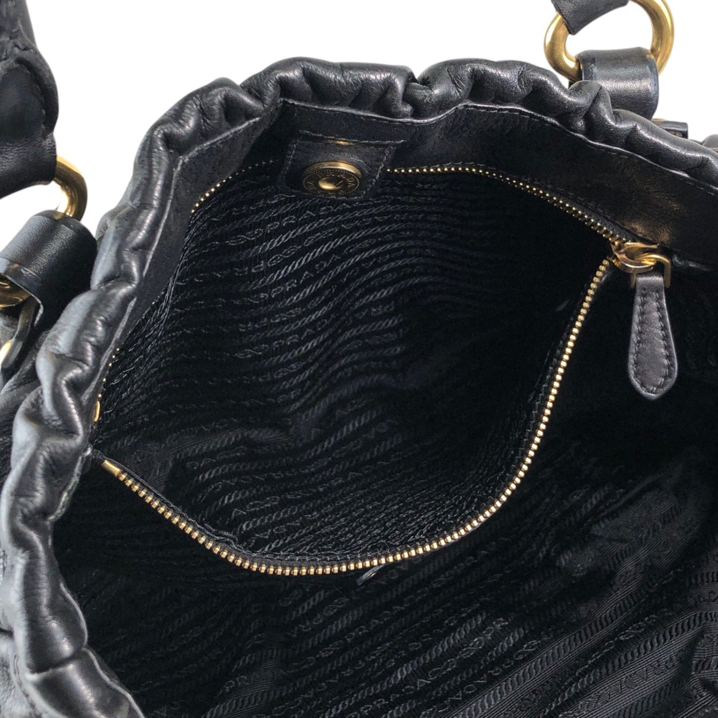PRADA Logo Two-way Handbag Shoulder bag Black Vintage t5sy7s