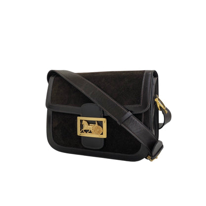 CELINE Horse Carriage Shoulder bag Brown Vintage 8kncfy