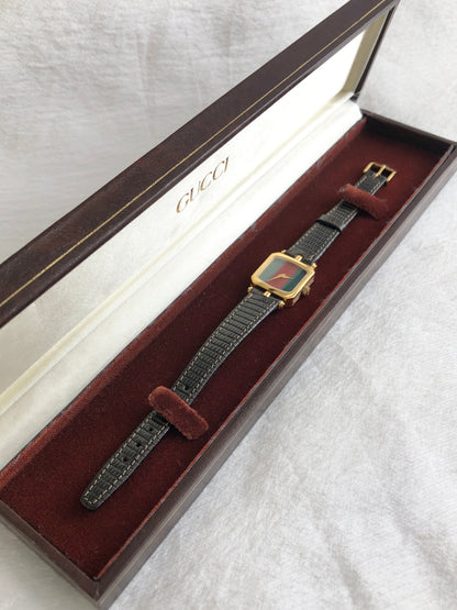 GUCCI Sherry Line Watch Gold×Black Vintage tgjeem