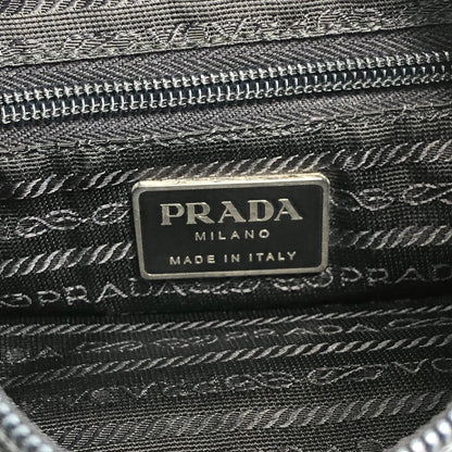 PRADA Triangle Logo Front Buckle Shoulder bag Black Vintage cxgmd6