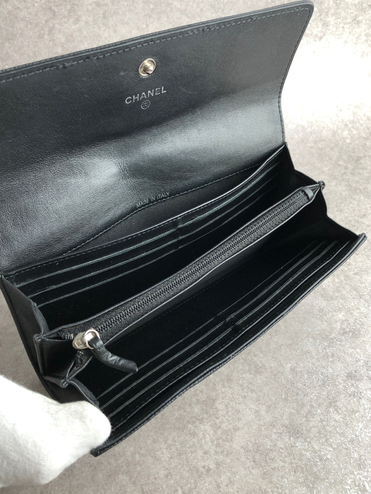 CHANEL Coco Mark Long Wallet Black Vintage u8bm3h