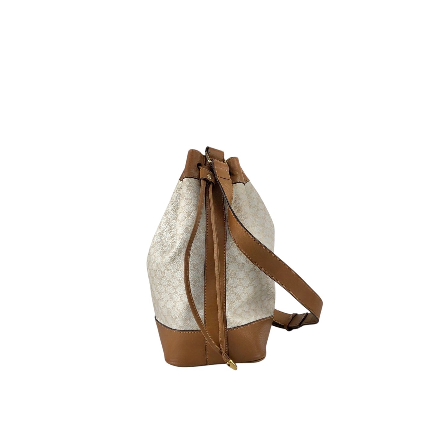 CELINE Macadam  Blason Drawstring  Shoulder bag White Vintage 6vdzju