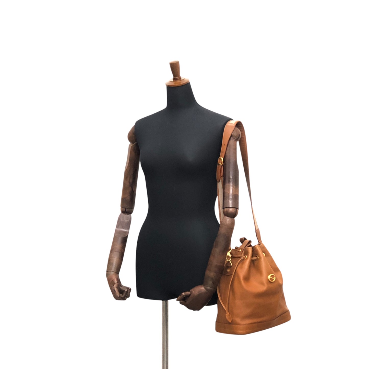 GUCCI Interlocking Drawstring Shoulder bag Brown Vintage 73zgkn