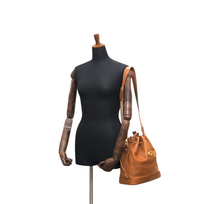 GUCCI Interlocking Drawstring Shoulder bag Brown Vintage 73zgkn