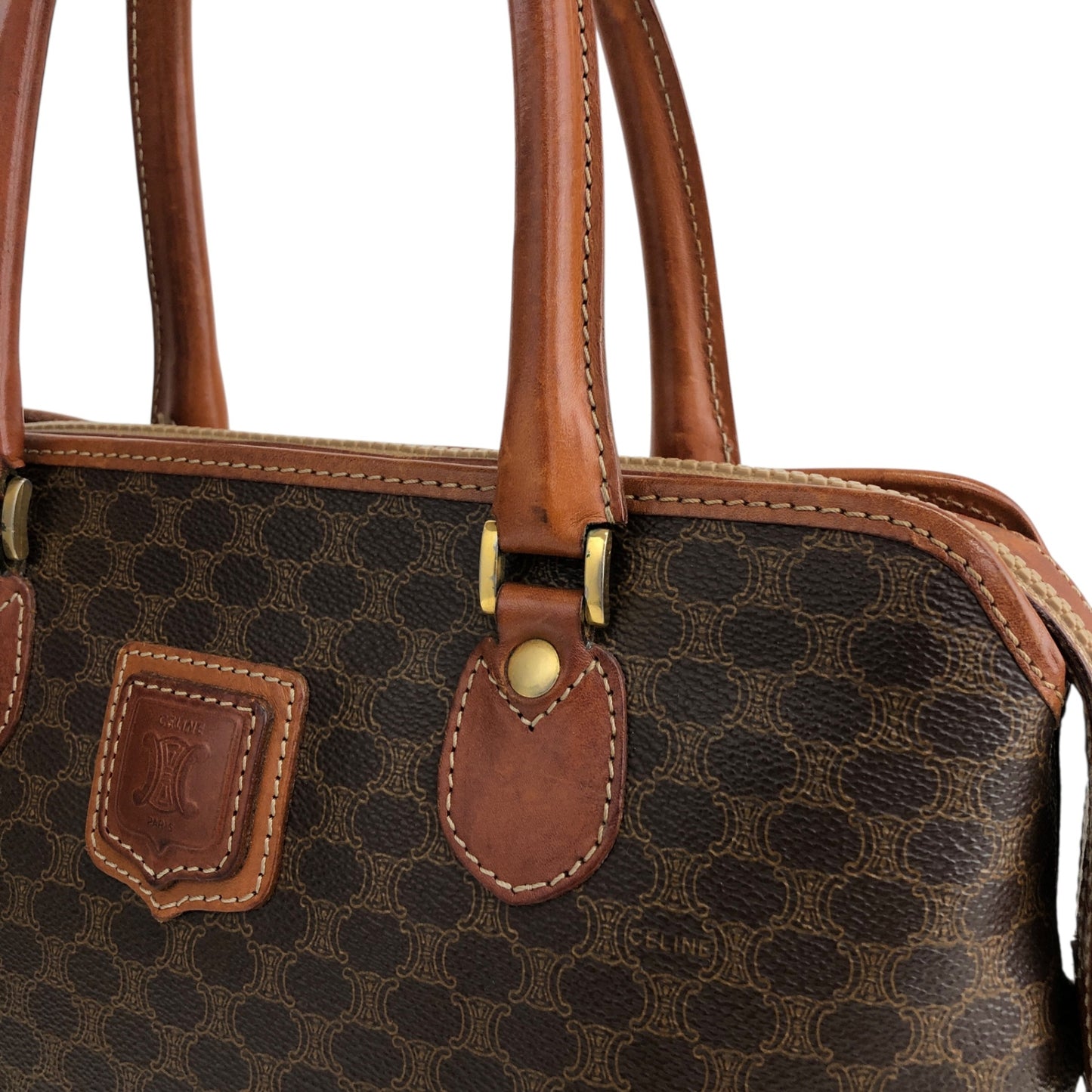 CELINE Macadam Blason Handbag Brown Vintage yry5hb
