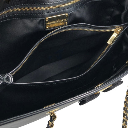 Salvatore Ferragamo Vala Ribbon Handbag Chain Shoulder bag Black Vintage 7fajd7