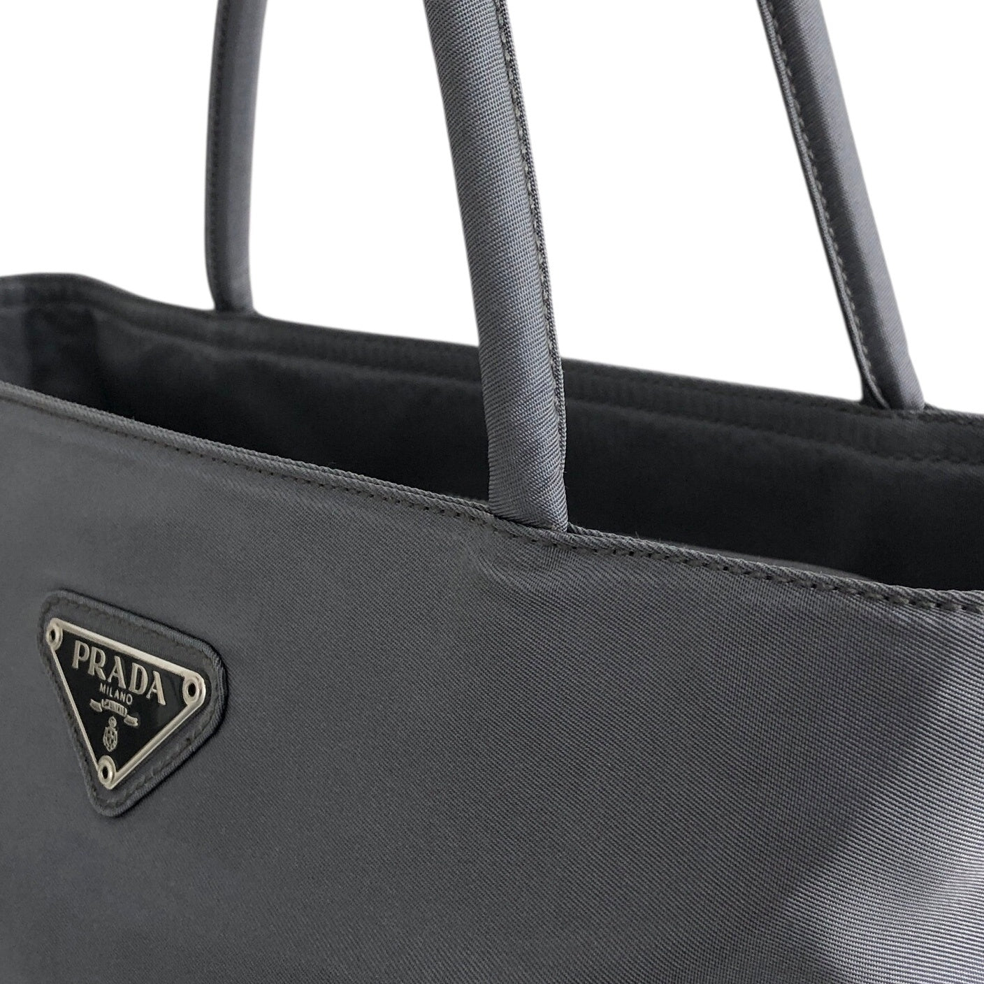 PRADA Tessuto Triangle logo Totebag Gray Vintage nfpiaw