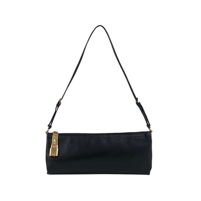 PRADA Logo Embossed Shoulder bag Black Vintage 4833mz