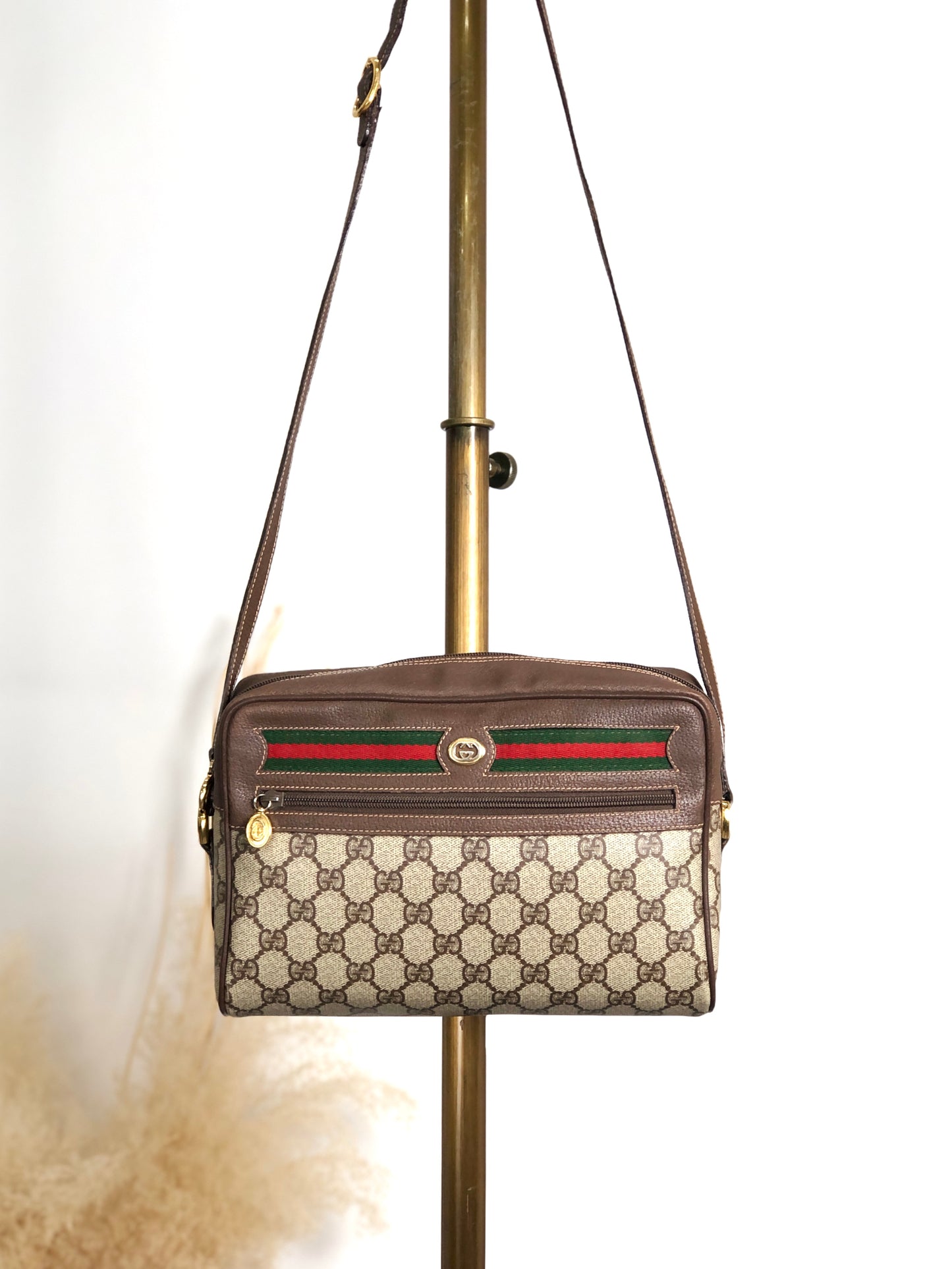 GUCCI GG Pattern Sherry Line Shoulder bag Brown Vintage ggwuxk