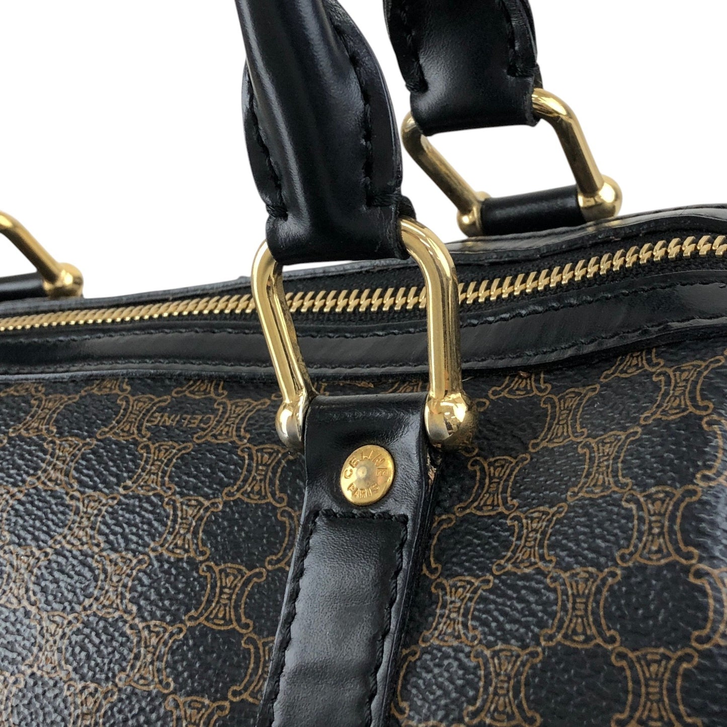 CELINE Macadam Two-way Small Boston bag Shoulder bag Black Vintage mdni2d