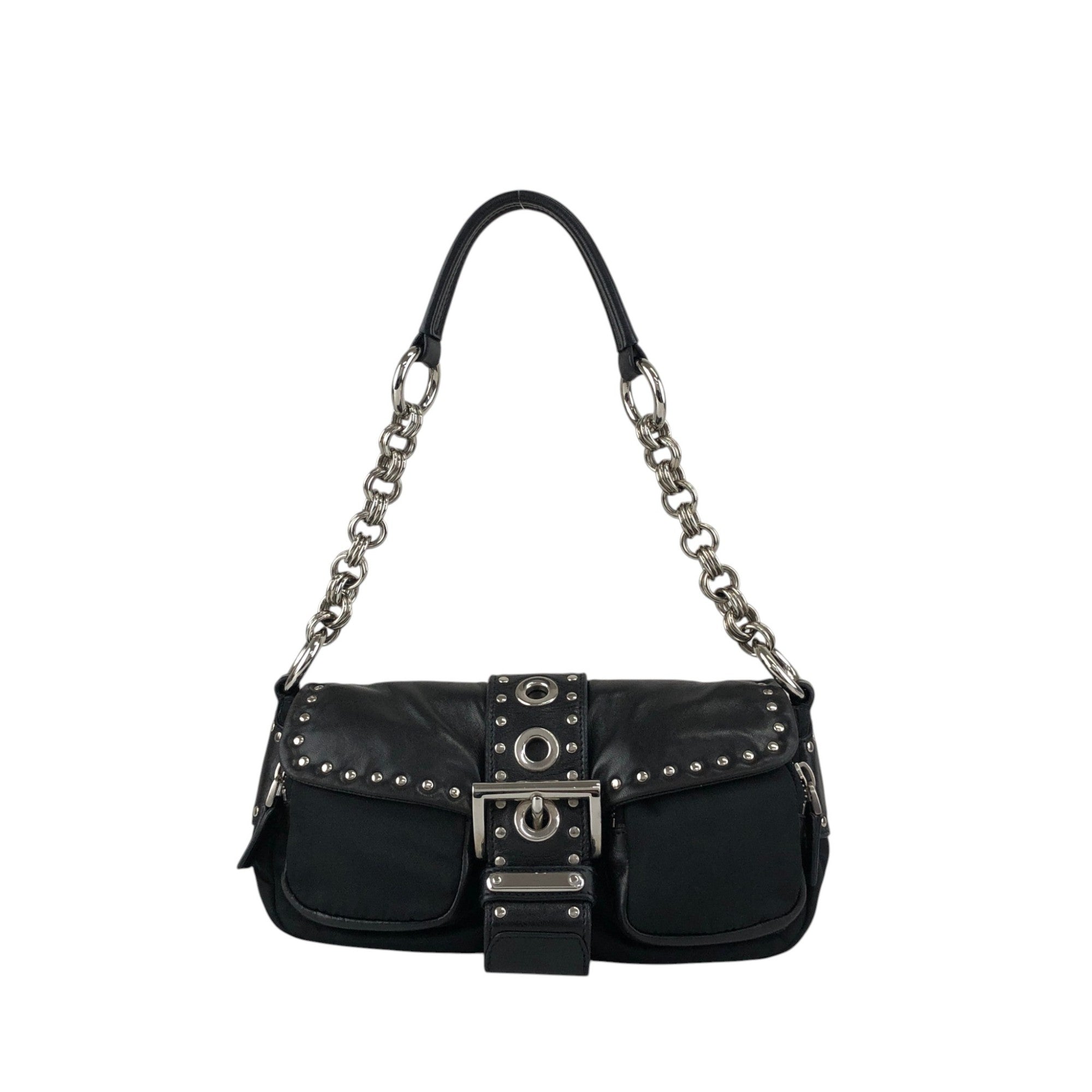 PRADA Triangle Logo Shoulder bag Black Vintage tiuxdg