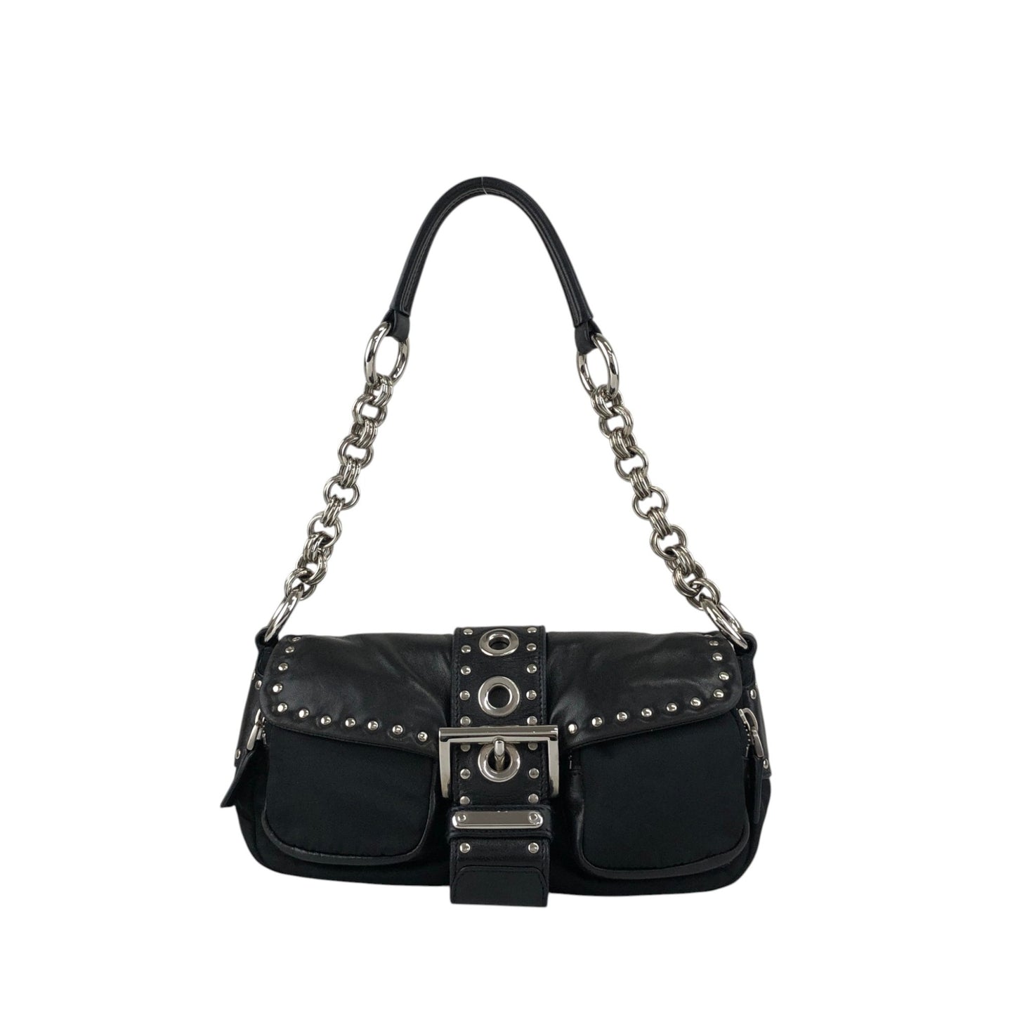 PRADA Triangle Logo Shoulder bag Black Vintage tiuxdg