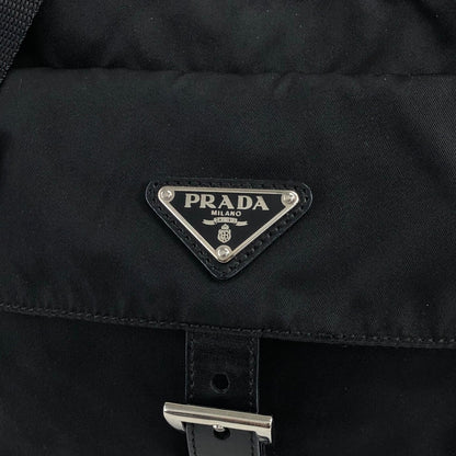 PRADA Triangle Logo Front Buckle Shoulder bag Black Vintage 6fggjr