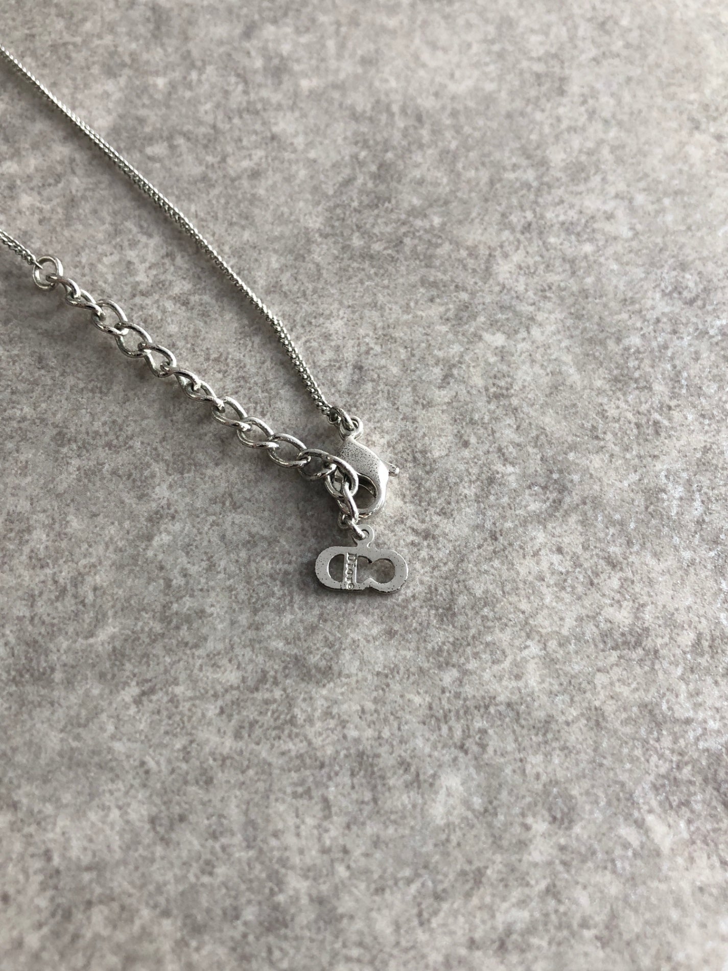 Christian Dior Logo Motif Necklace Silver Vintage skg37x