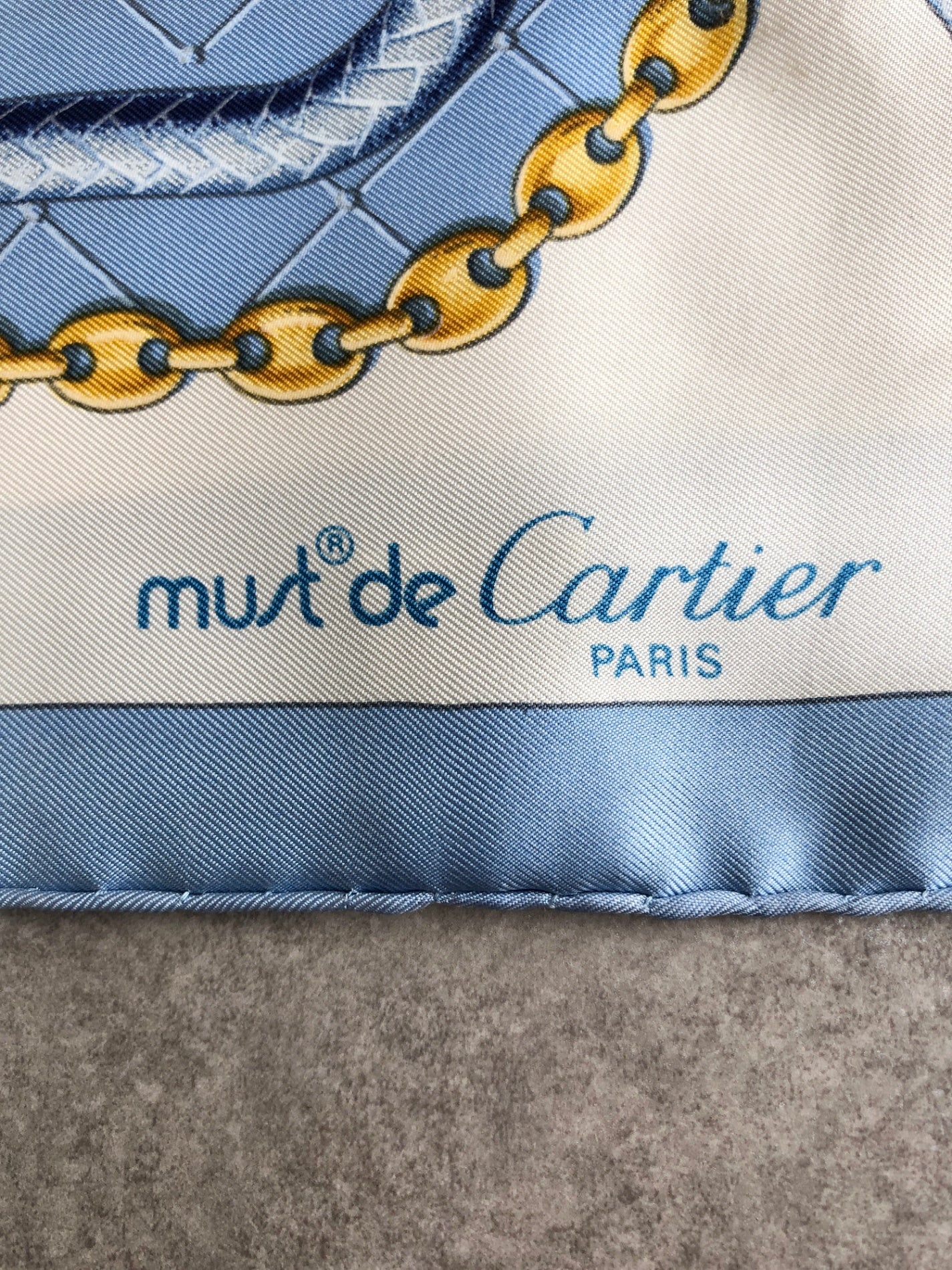 Cartier Silk Scarf Blue Vintage 2ypcgp