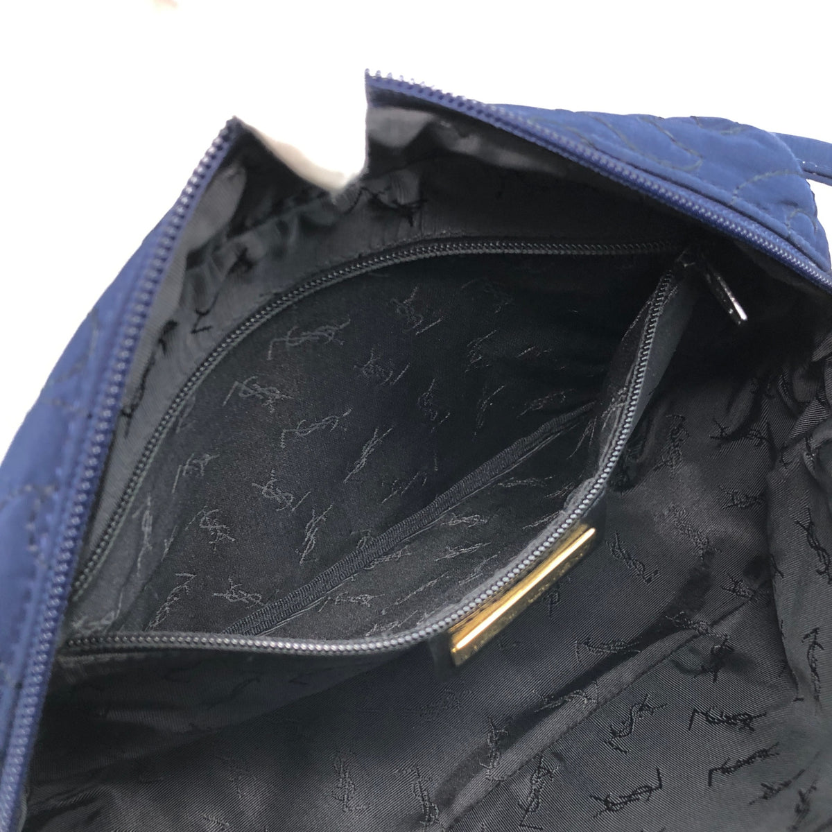 Yves Saint Laurent YSL Logo Shoulder bag Navy Vintage zt4e3i