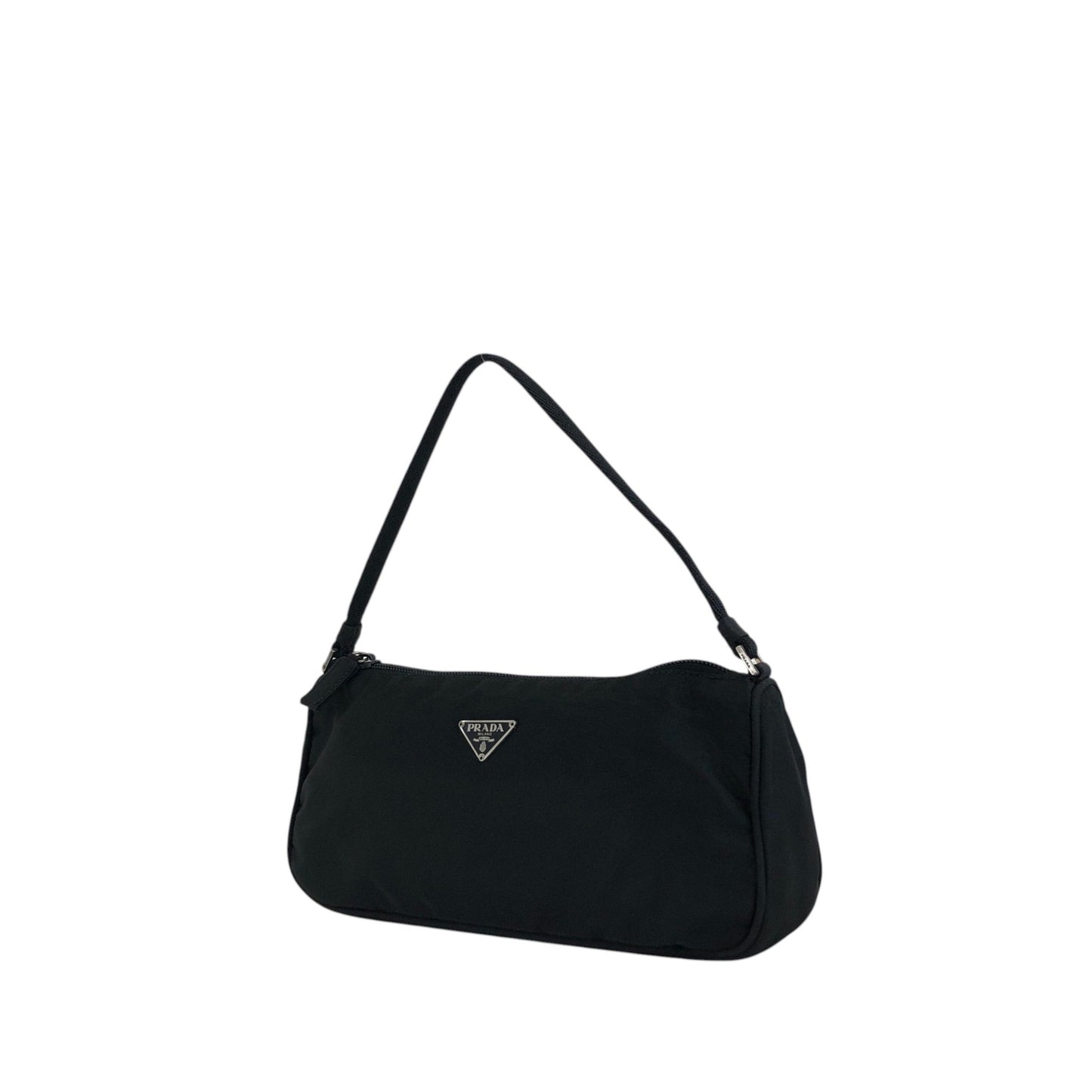PRADA Tessuto Triangle Logo Small Handbag Black Vintage 7u2u85