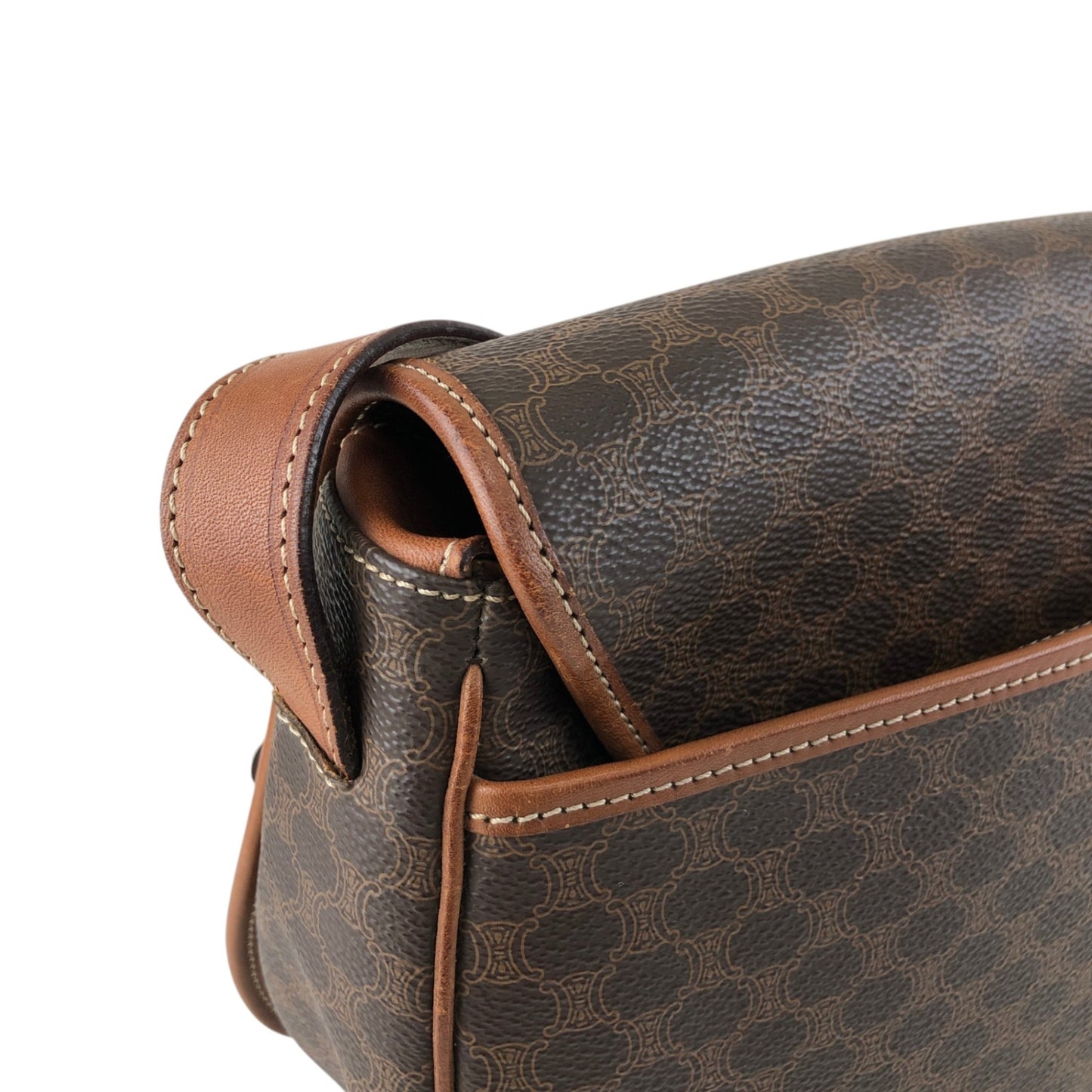 CELINE Macadam Blason Shoulder bag Brown Vintage hpe7an