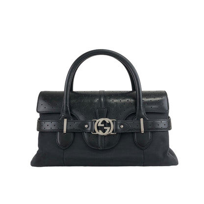 GUCCI Interlocking Logo Handbag Black Vintage 3k28tr