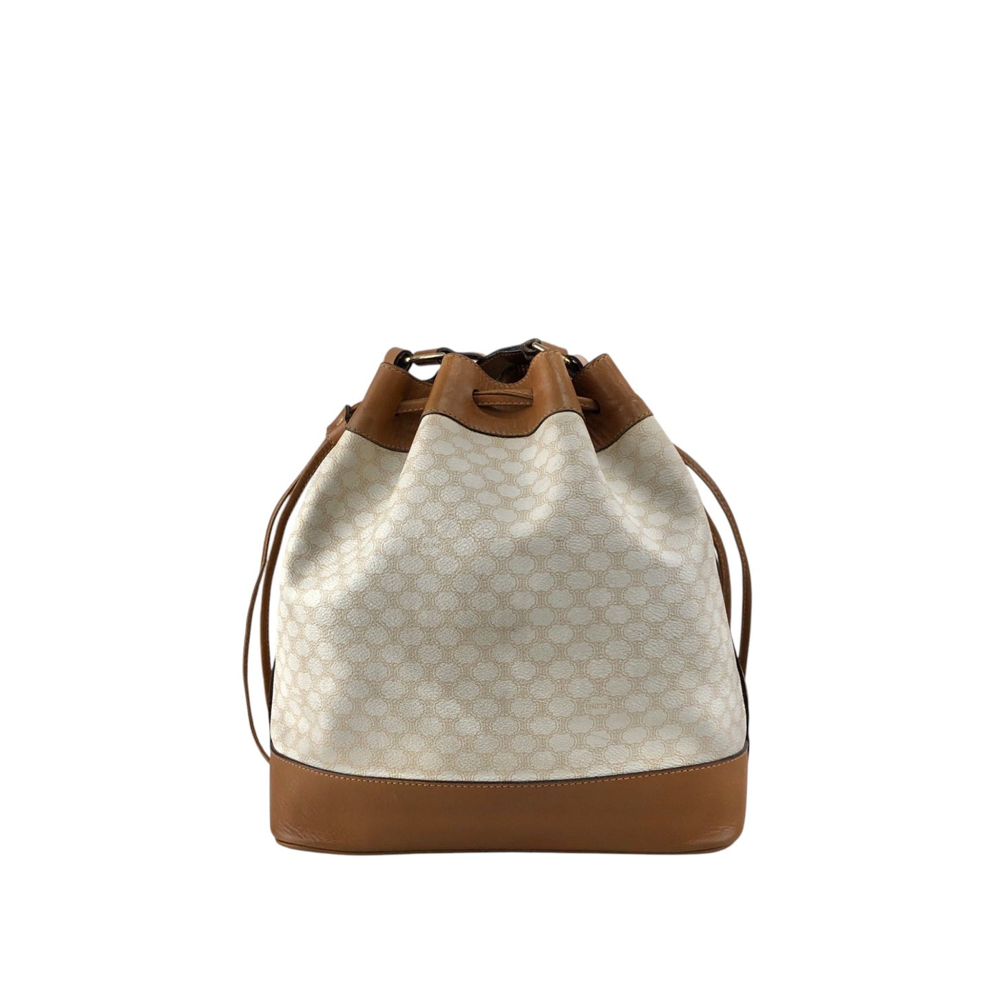 CELINE Macadam  Blason Drawstring  Shoulder bag White Vintage 6vdzju