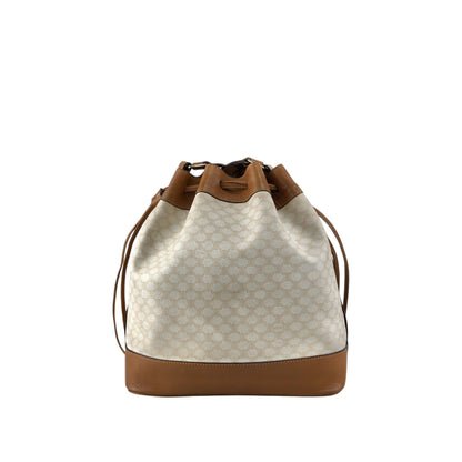 CELINE Macadam  Blason Drawstring  Shoulder bag White Vintage 6vdzju