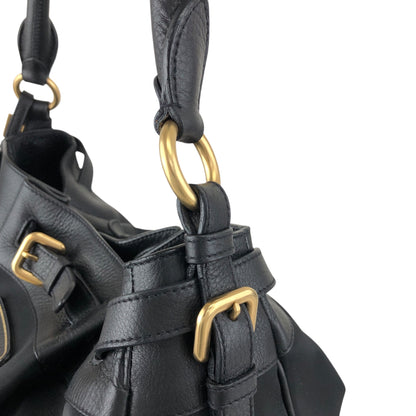 PRADA Logo Front Buckle Shoulder bag Black Vintage rv2srn