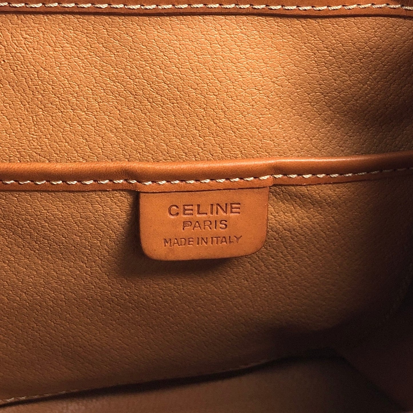 CELINE Macadam Logo Embossed Backpack Brown Vintage fbhpns