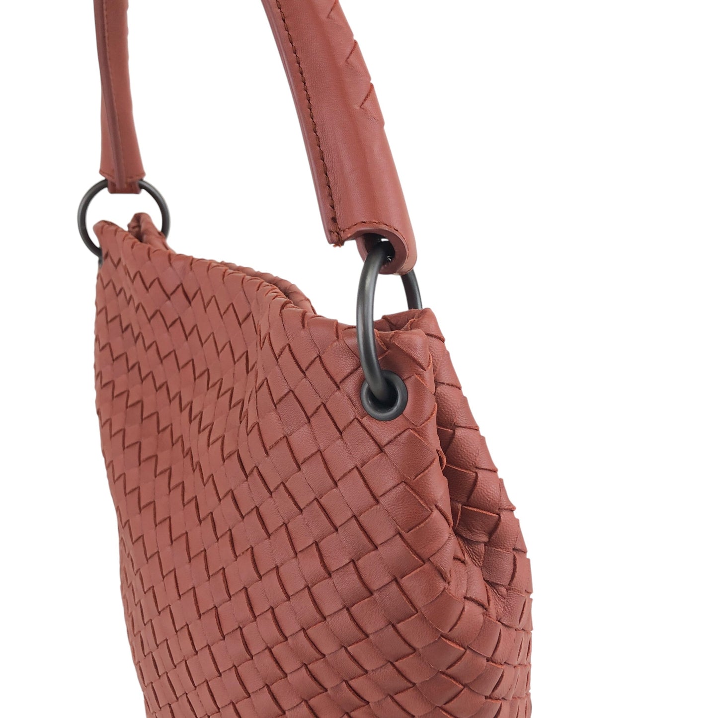 Bottega Veneta Intrecciato Shoulder bag Red Brown Vintage fhdvnr