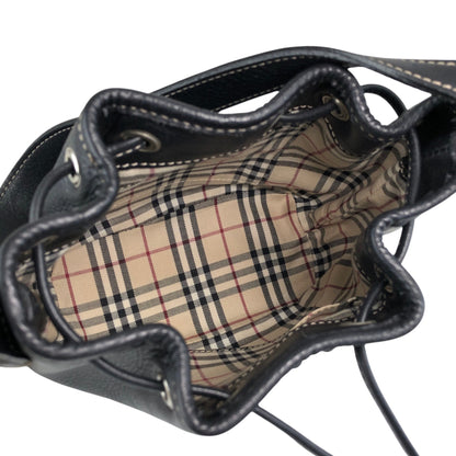 BURBERRY Logo Drawstring Shoulder bag Black Vintage phkwjb