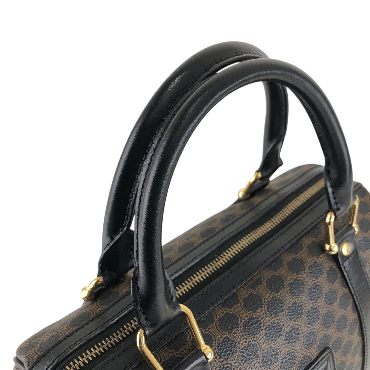 CELINE Macadam Blason Two-way Boston bag Shoulder bag Black Vintage u3fgiw