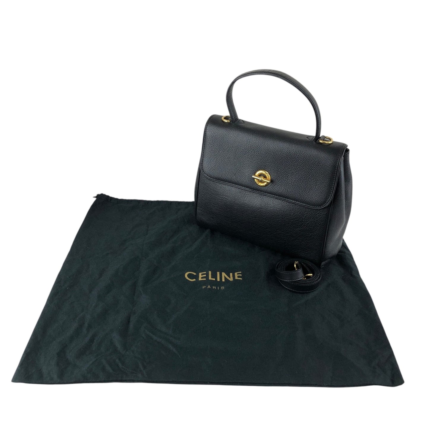 CELINE Toggle Clasp Two-way Handbag Shoulder bag Black Vintage nnb8md