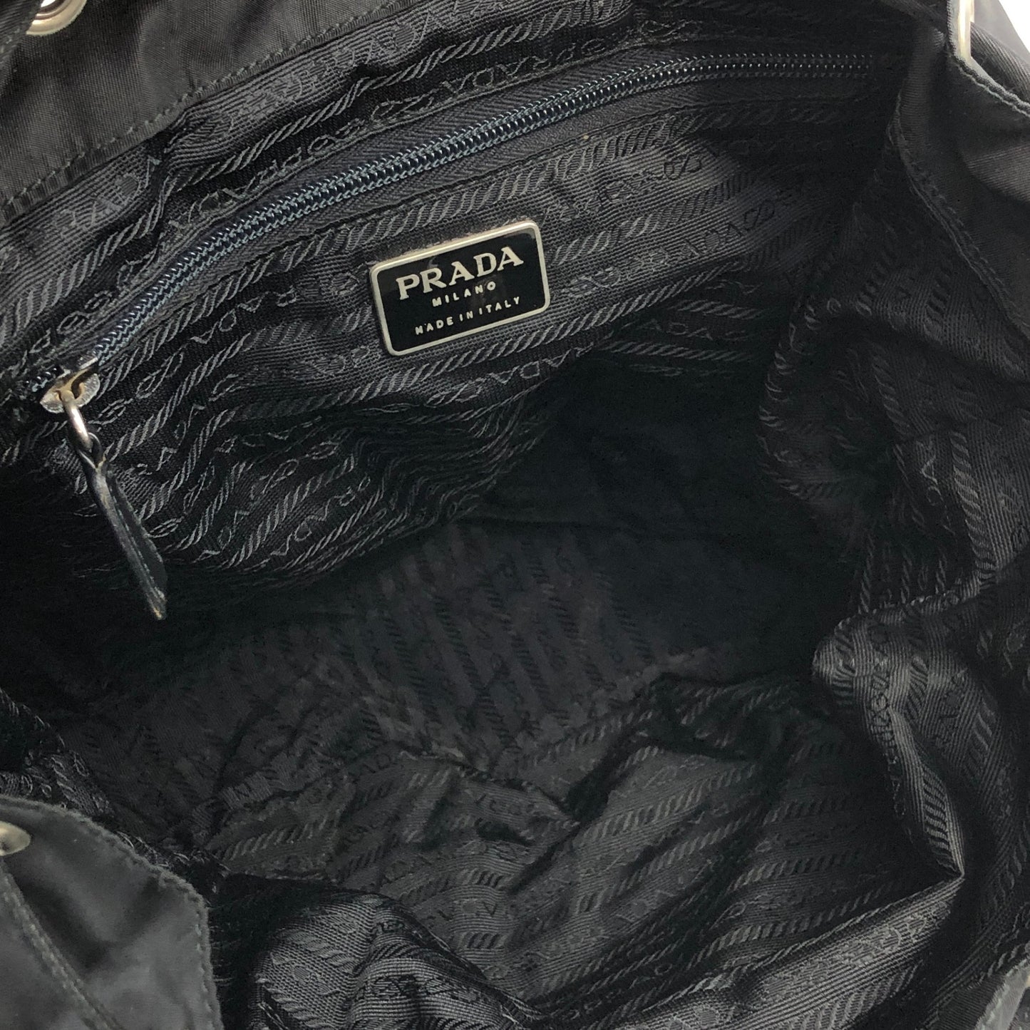 PRADA Triangle Logo Double Pocket Nylon Backpack Black Vintage 7gwefm