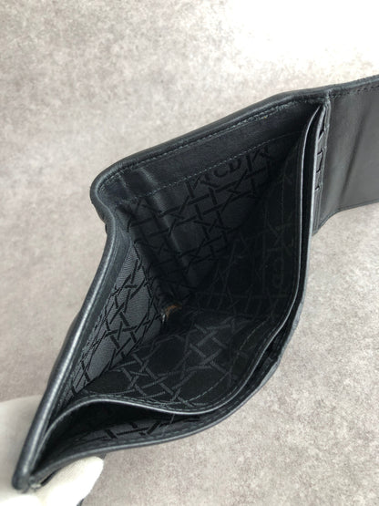 Christian Dior Cannage Logo Charm Trifold Wallet Black Vintage tsk2vs