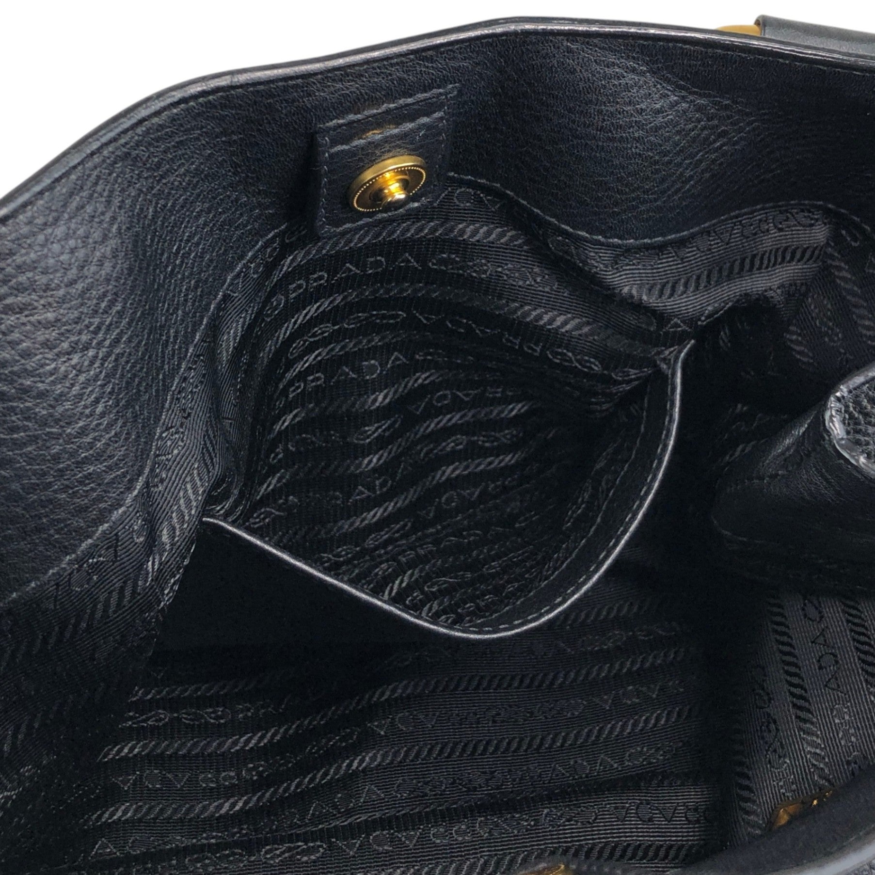PRADA Logo Two-way Handbag Shoulder bag Black Vintage g864hh
