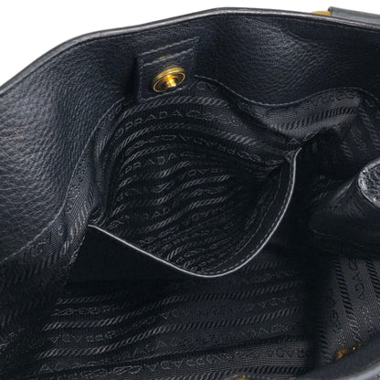 PRADA Logo Two-way Handbag Shoulder bag Black Vintage g864hh