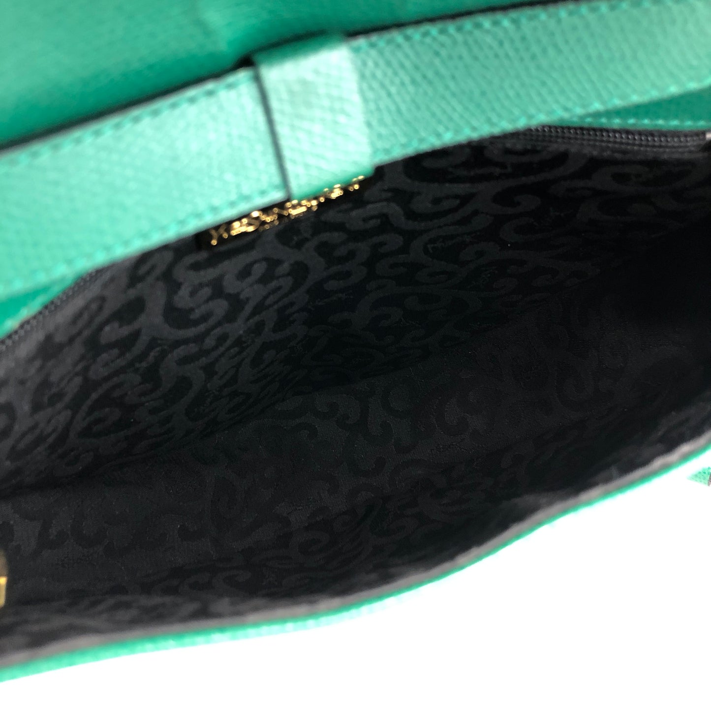 Yves Saint Laurent YSL Embossed Leather Crossbody Round Shoulder bag Green Vintage x7hcn4