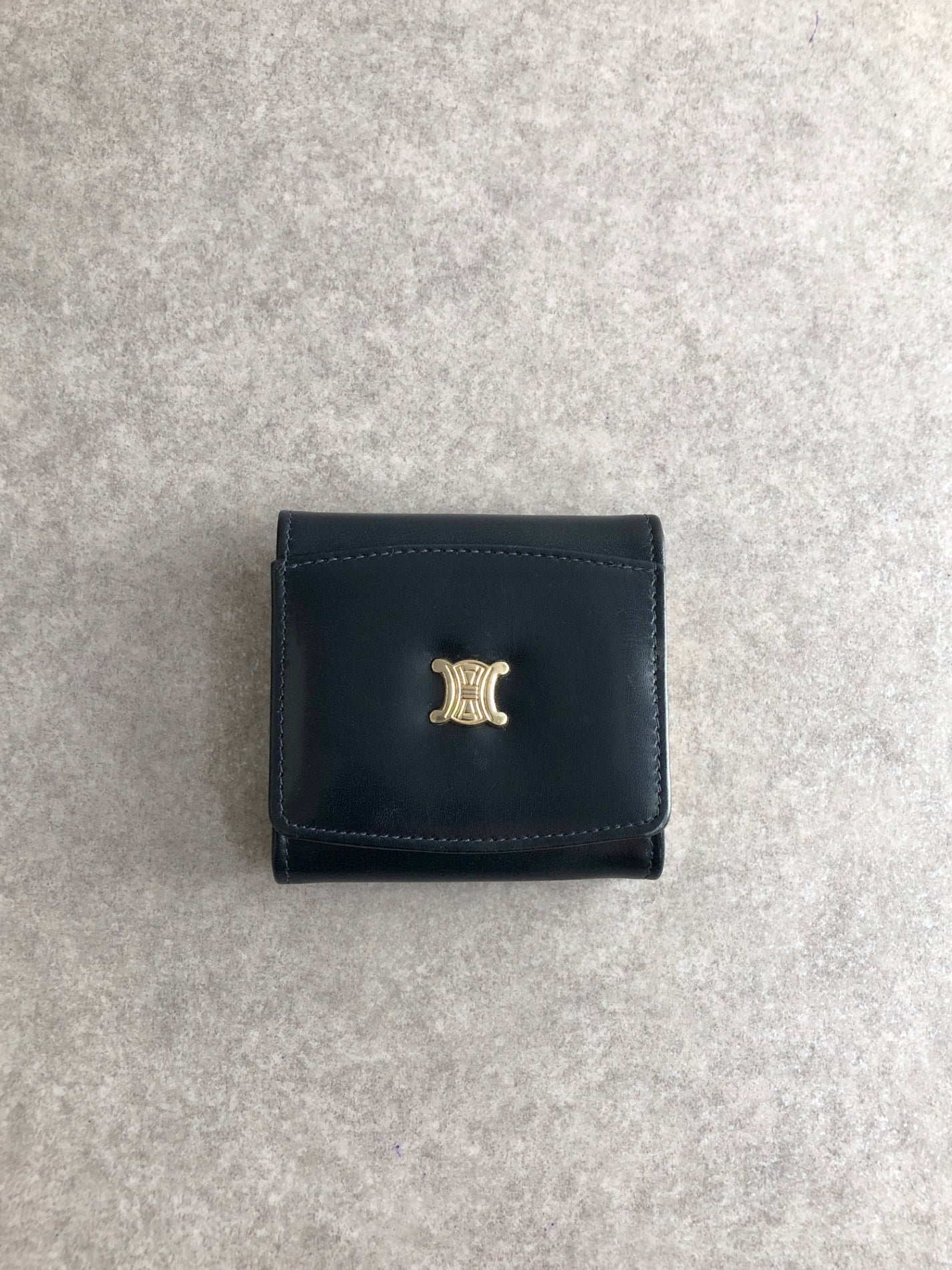 CELINE Triomphe Coin Purse Black Vintage 6fv42e