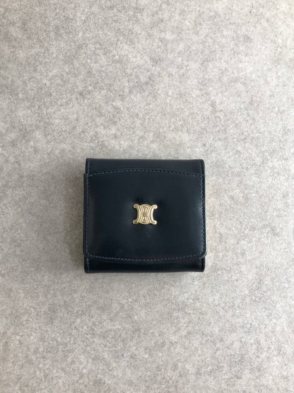 CELINE Triomphe Coin Purse Black Vintage 6fv42e