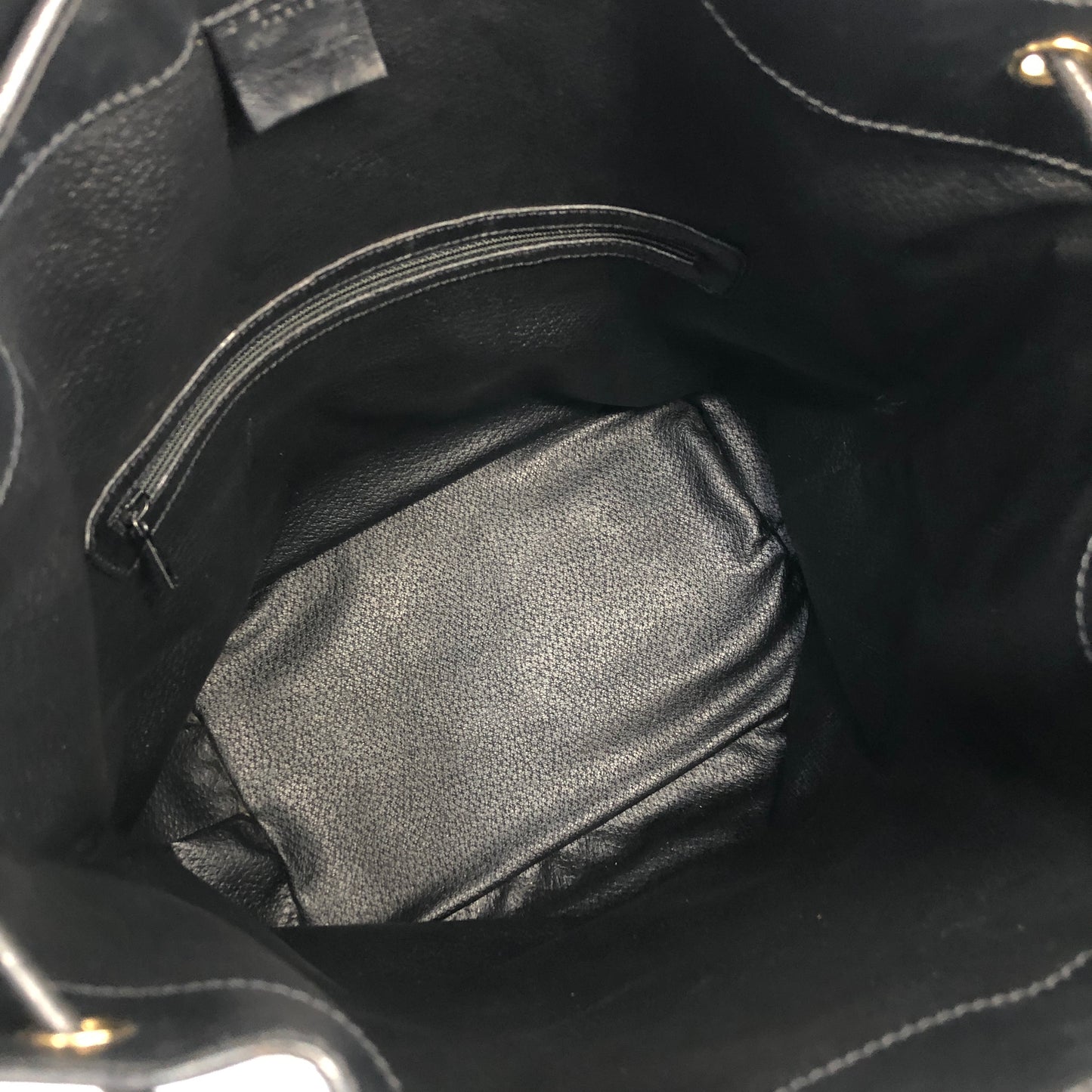 CELINE Macadam Blason Leather Drawstring Shoulder bag Black Vintage z6i5gp