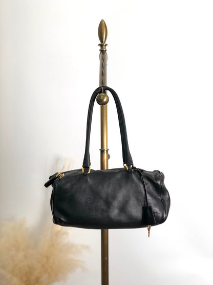PRADA Padlock Handbag Black Vintage k84sjm