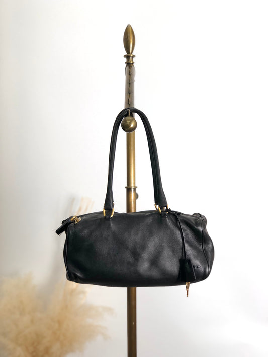 PRADA Padlock Handbag Black Vintage k84sjm