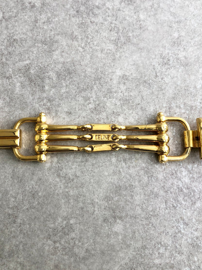 CELINE Horse Bit Bracelet Gold Vintage bc77dr