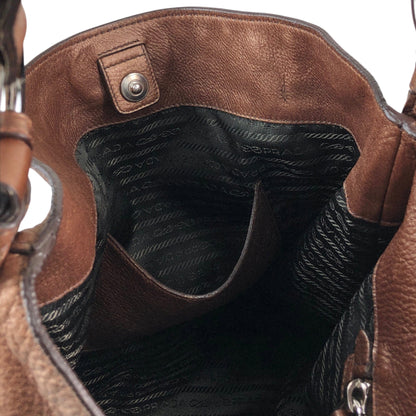 PRADA Logo Shoulder bag Hobobag Brown Vintage ufndas