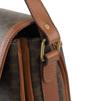 CELINE Macadam Horseshoe Shoulder bag Brown Vintage pep636